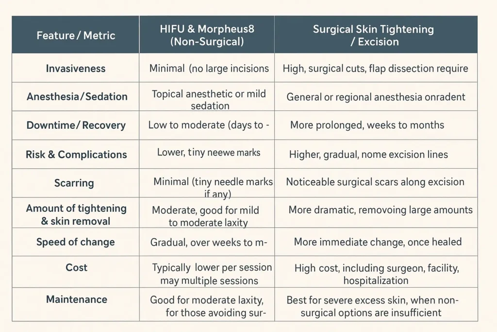 The Science of Skin Tightening 2 Table of skin tightening Edinburgh benefits compared to surgical options